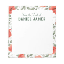 Notepad Personalizado de Flores Vermelhas Poppy