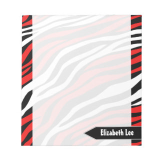 Bloco De Notas Notepad Personalizado de Mistura Vermelha Zebra