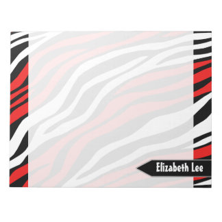 Bloco De Notas Notepad Personalizado de Mistura Vermelha Zebra
