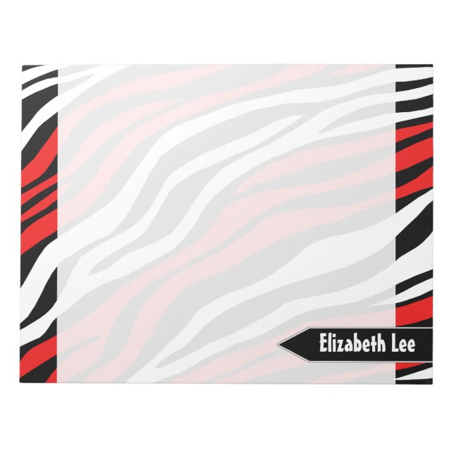 Bloco De Notas Notepad Personalizado de Mistura Vermelha Zebra (Frente)