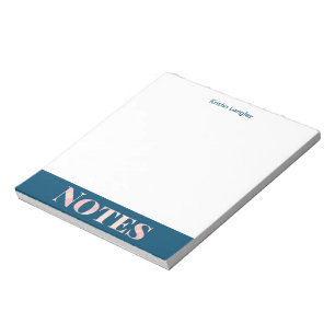 Bloco De Notas Notepad Personalizado de Notas Azul Teal e Blush