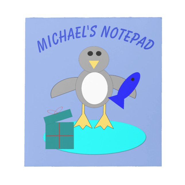 Bloco De Notas Notepad Personalizado De Pinguim De Pesca De Feliz (Frente)