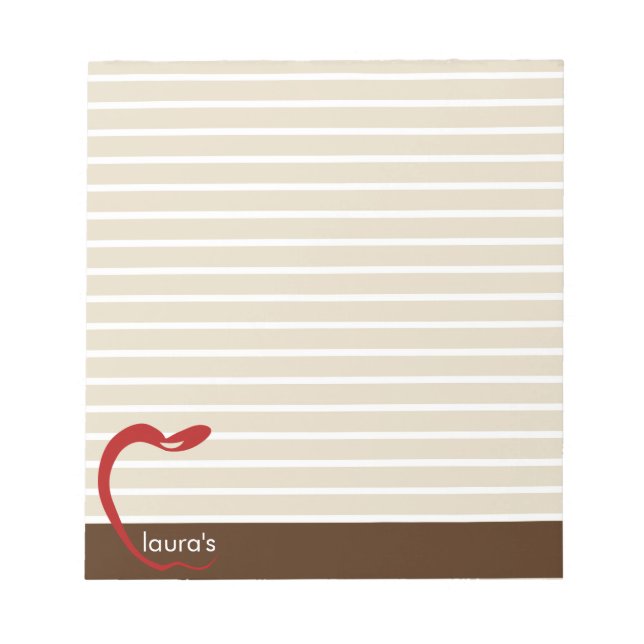Bloco De Notas Notepad Personalizado De Professora Da Apple Verme (Frente)
