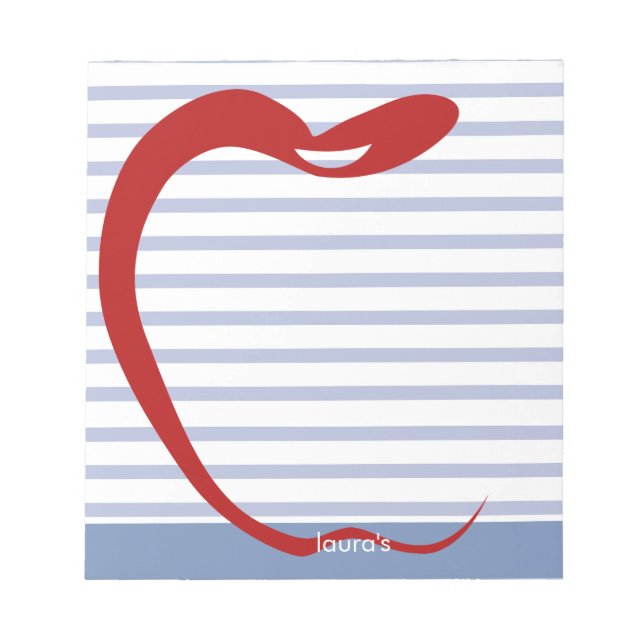 Bloco De Notas Notepad Personalizado De Professora Da Apple Verme (Frente)