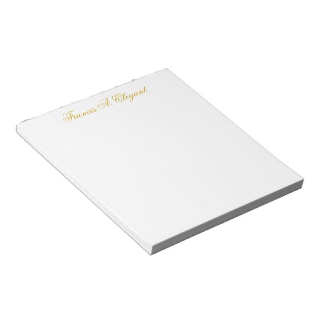 Bloco De Notas Notepad Personalizado de Script Dourado Elegante (Inclinado)