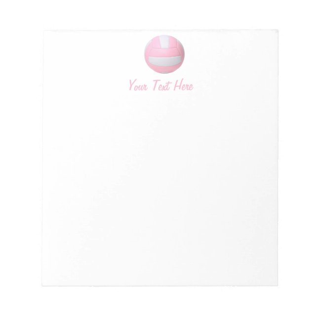 Bloco De Notas Notepad Personalizado De Voleibol Rosa (Frente)