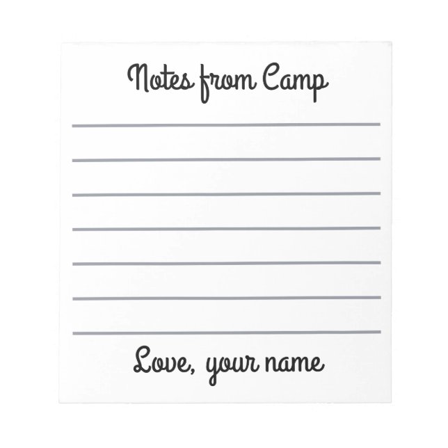Bloco De Notas Notepad personalizado do acampamento de verão (Frente)