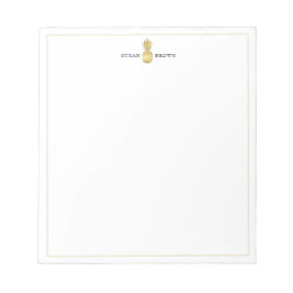 Bloco De Notas Notepad Personalizado do Ananás Dourado Moderno