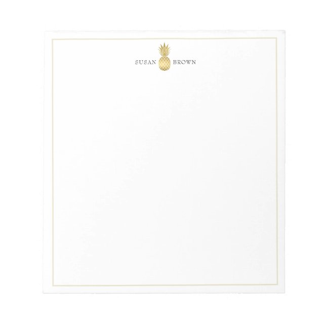 Bloco De Notas Notepad Personalizado do Ananás Dourado Moderno (Frente)