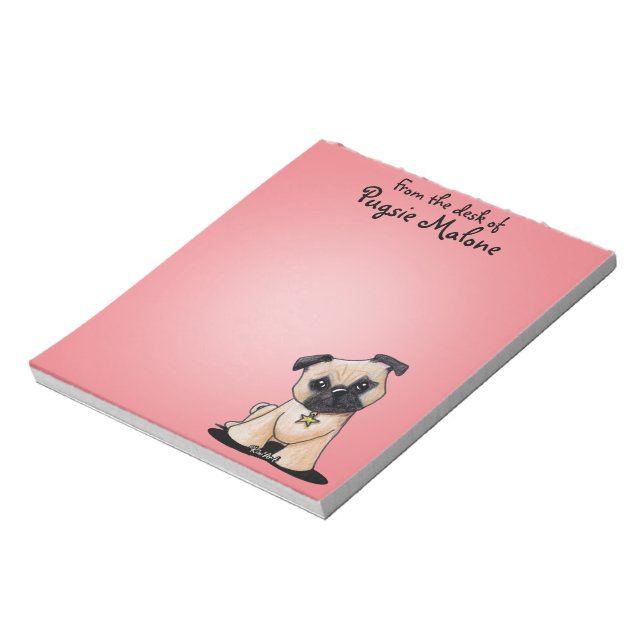 Bloco De Notas Notepad personalizado do KiniArt Pug (Invertido)