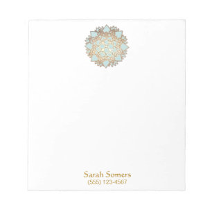 Bloco De Notas Notepad Personalizado do Lotus Azul e Dourado