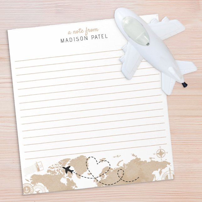 Bloco De Notas Notepad Personalizado do Mapa do Mundo viagem (Travel writing pad)