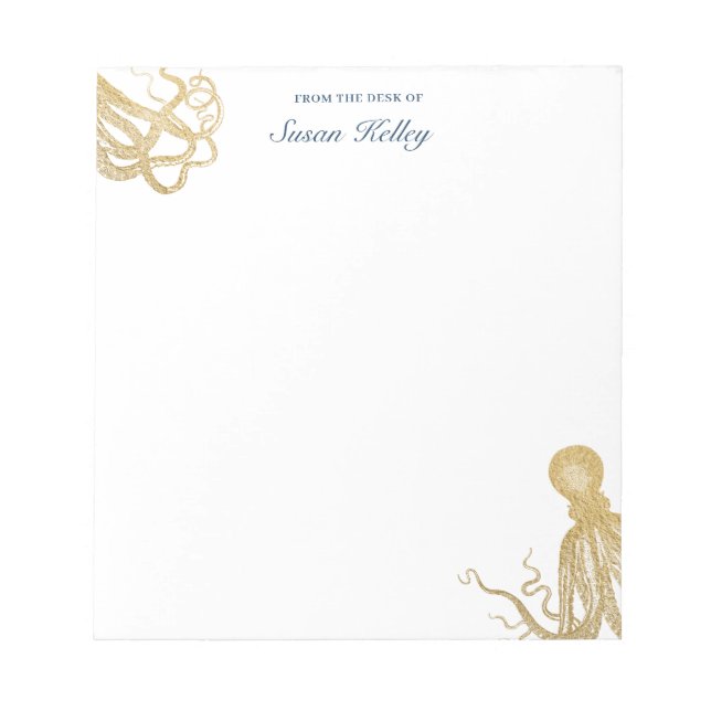 Bloco De Notas Notepad Personalizado do Octopus Dourado (Frente)