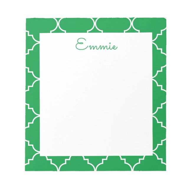 Bloco De Notas Notepad Personalizado do Quatrefoil Chic (Frente)