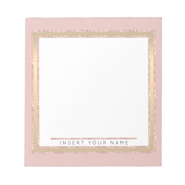 Bloco De Notas Notepad Personalizado Dourado Crystal Blush de 5,5 (Frente)