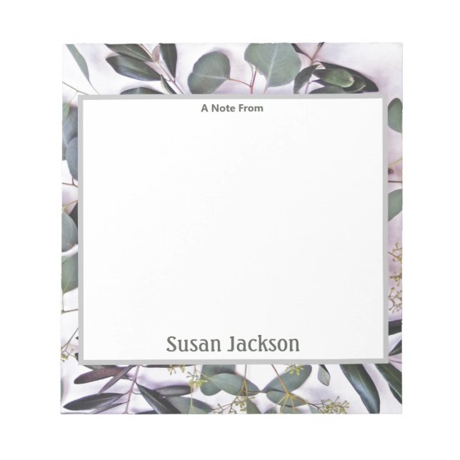 Bloco De Notas Notepad Personalizado Eucalyptus Sage e Cinza (Frente)