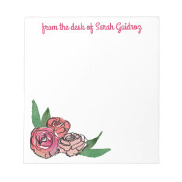 Bloco De Notas Notepad Personalizado Floral de Cores d'Água e Tin