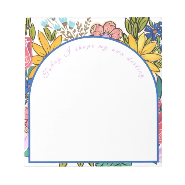 Bloco De Notas Notepad Personalizado Floral de Verão de Aquarela (Frente)
