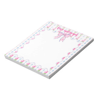 Bloco De Notas Notepad Personalizado Floral e Chinoseriado Rosa