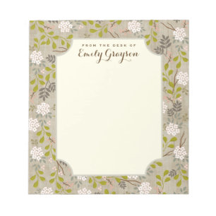 Bloco De Notas Notepad Personalizado Floral Natural Woodland
