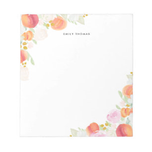 Bloco De Notas Notepad Personalizado Floral Pêaches