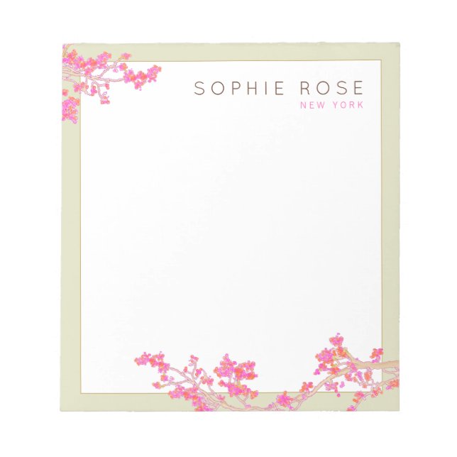 Bloco De Notas Notepad Personalizado Floral Rosa Elegante (Frente)