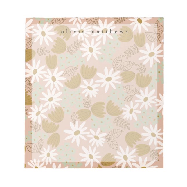 Bloco De Notas Notepad Personalizado Floral Vintage (Frente)