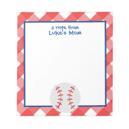 Bloco De Notas Notepad Personalizado Gingham Baseball