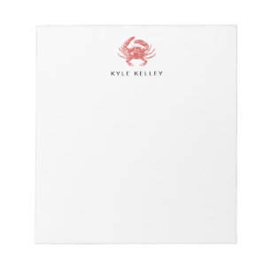 Bloco De Notas Notepad Personalizado Náutico, Caranguejo Vermelho