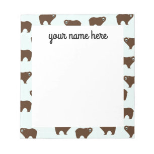 Bloco De Notas Notepad Personalizado Para Garotos De Urso Marrom