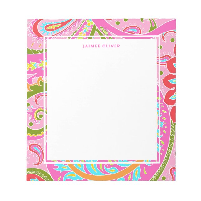 Bloco De Notas Notepad Personalizado Rosa Brilhante (Frente)