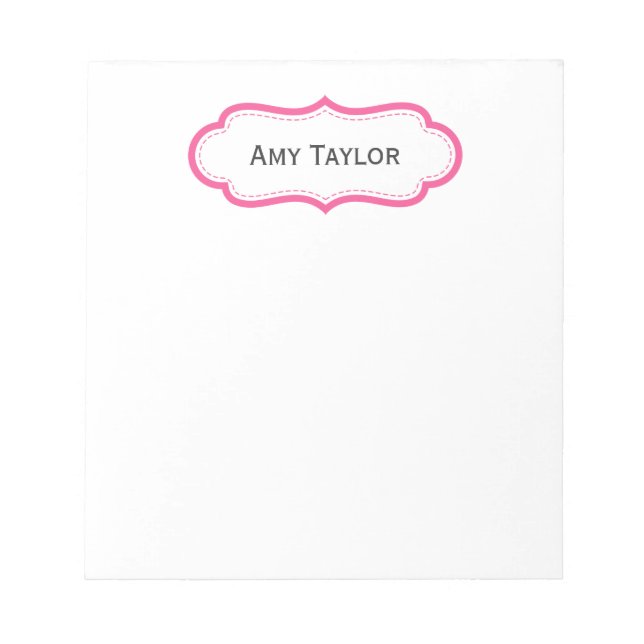 Bloco De Notas Notepad Personalizado Rosa Moderno (Frente)