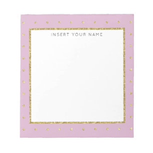 Bloco De Notas Notepad personalizado, rosa suave e Dourado, de 5,