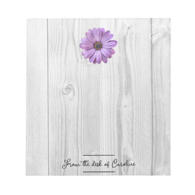 Bloco De Notas Notepad Personalizado Rustic Purple Daisy (Frente)