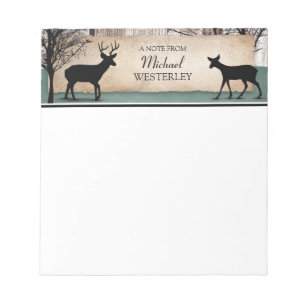 Bloco De Notas Notepad Personalizado Rustic Woodsy Deer