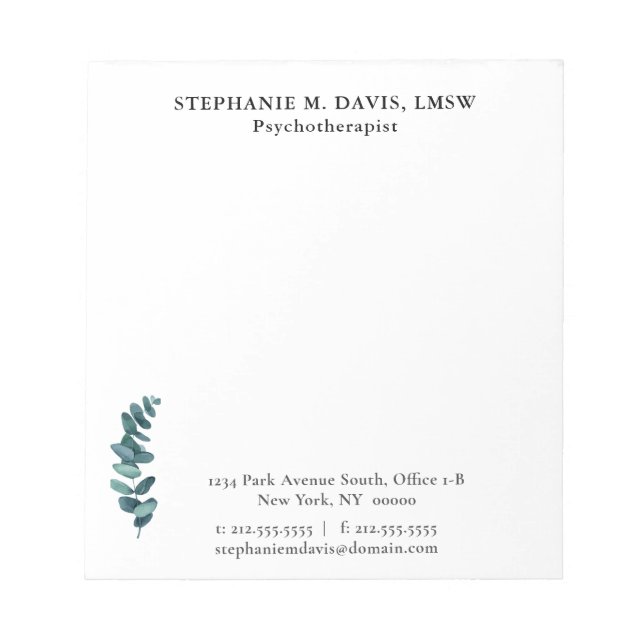 Bloco De Notas Notepad Personalizado Simples do Eucalyptus (Frente)