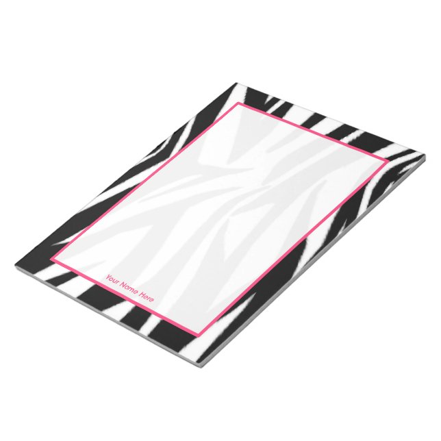Bloco De Notas Notepad Personalizado Zebra e Rosa (Inclinado)