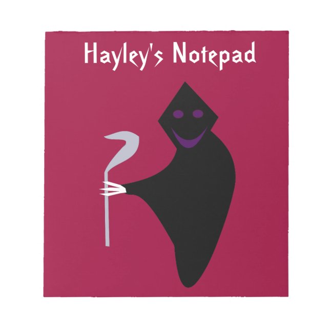 Bloco De Notas Notepad Personalizável de Halloween do Grim Reaper (Frente)