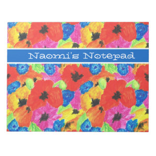 Bloco De Notas Notepad Personalizável de Poppies e Cornflower