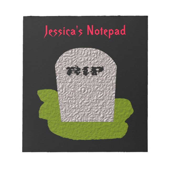 Bloco De Notas Notepad Personalizável de Tombstone RIP (Frente)
