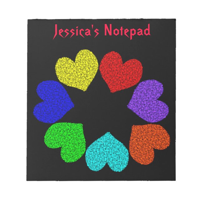 Bloco De Notas Notepad Personalizável do Arco-Íris Floral (Frente)