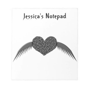 Bloco De Notas Notepad Personalizável do Coração Alado Gótico