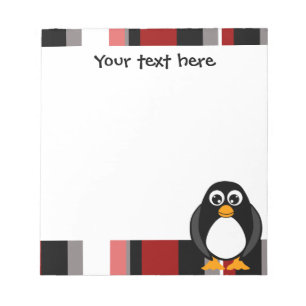 Bloco De Notas Notepad Pinguim Cinto - Stripe Vermelho
