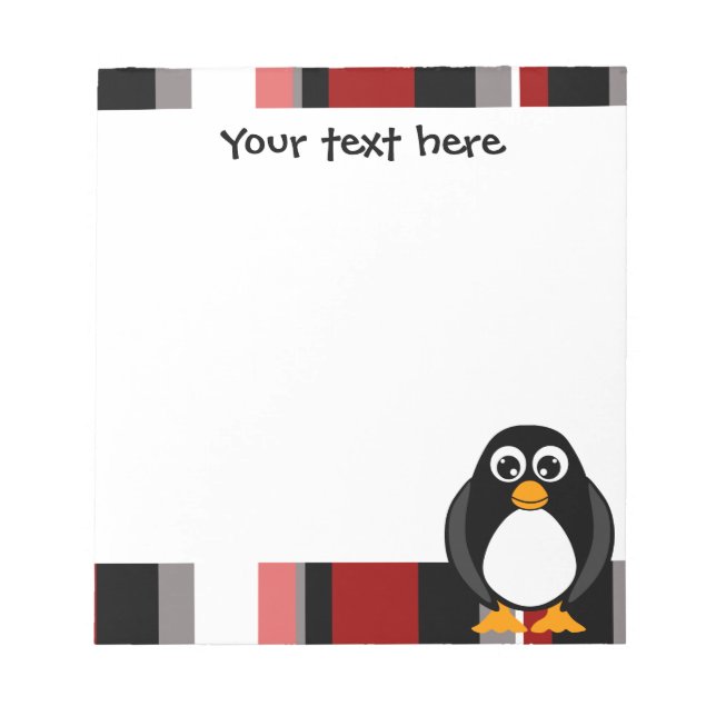 Bloco De Notas Notepad Pinguim Cinto - Stripe Vermelho (Frente)