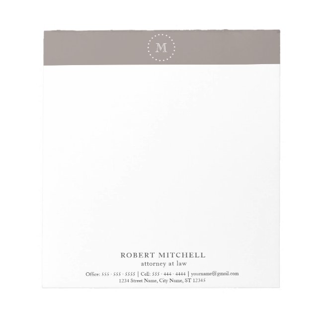 Bloco De Notas Notepad Profissional Elegante Monograma (Frente)