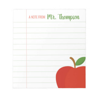 Bloco De Notas Notepad Red Apple, professor personalizado