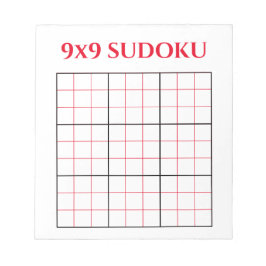 Bloco De Notas Notepad Red Simples 9x9 Sudoku Modelo