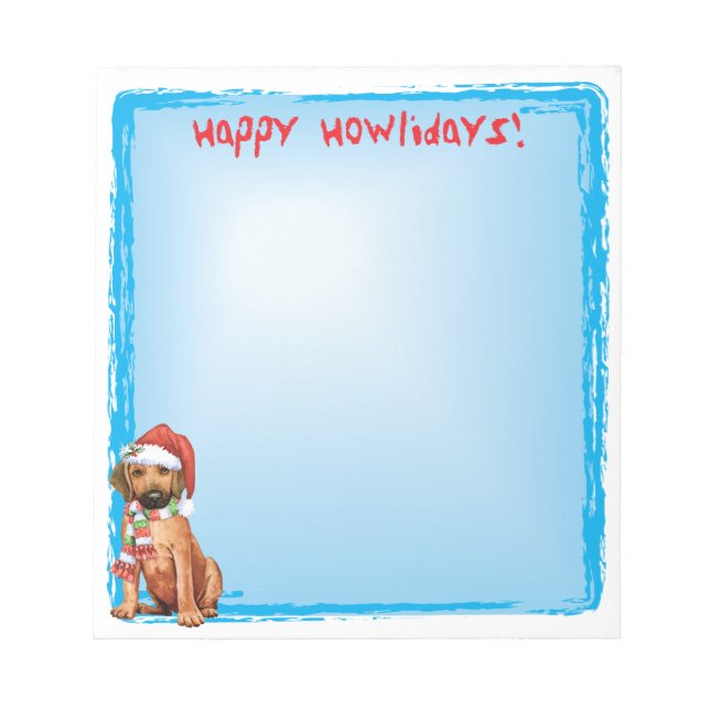 Bloco De Notas Notepad Ridgeback Feliz Howlidays Rhodesian (Frente)