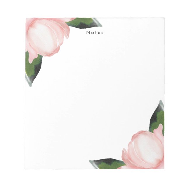 Bloco De Notas Notepad Romântico de Flores de Aquarela Romântica  (Frente)