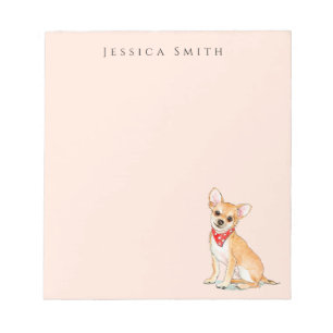Bloco De Notas Notepad rosa de cor aquosa Chihuahua